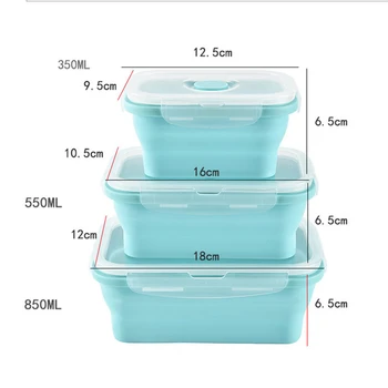 Silicon Prânz Box Set Care Pot Fi Stivuite Bento Prep Alimente Container Pliabil Lunchbox Cuptor Cu Microunde Cina De Stocare Containere Etanșe Proaspete