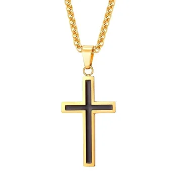 Simplu clasic de Moda Cruce din Oțel Inoxidabil Colier de Aur cu Pandantiv Bijuterii pentru Femei Partid Bijuterii