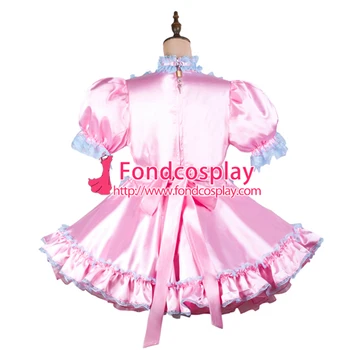 Sissy menajera rochie din satin blocabil Uniformă cosplay costum adaptate[G2450]