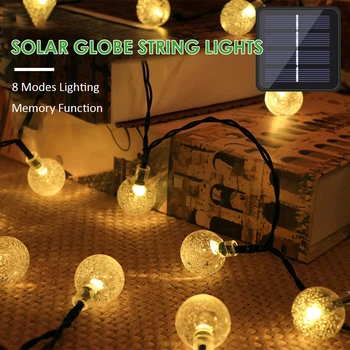 Solar Glob Lumini Șir 8 Moduri de Iluminare IP65 rezistent la Apa Alimentat cu energie Solară Construită în 600mAh Baterii Sclipire Șir Lampa