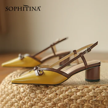 SOPHITINA Femei Sandale de Moda Fluture Nod din Piele Pantofi Rotund-Toc Culori Amestecate Casual de Vara Doamnelor Pantofi DO331