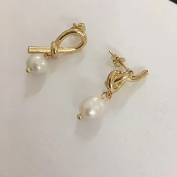 Stil European și American noduri asimetrice stud perla cercei