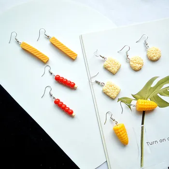 Student Mini Drăguț DIY Simulare Alimente Cercei Creative Geometrie Taitei Instant de Porumb Zahăr Tărtăcuță Creveți Cracker Caramida Cercei