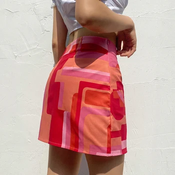 SUCHCUTE y2k Estetice Mozaic Mini-Fuste Femei Vara Streetwear Talie Mare Epocă Fuste Scurte de sex Feminin Harajuku Fuste