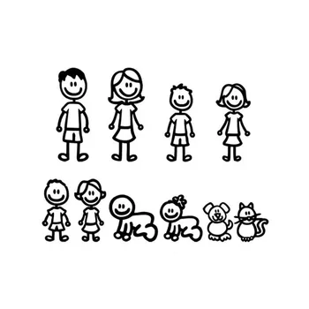 SZWL Masina Autocolante Interesante Familia Tata Mama Copii Câine Pisică Moda Styling Decalcomanii de Desene animate Creativitate Personalitate Vinil,20cm*15cm