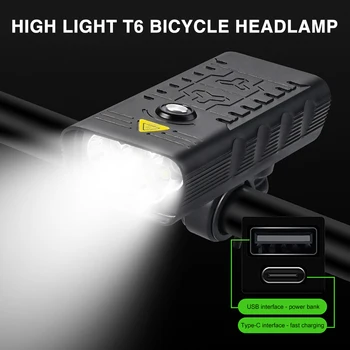 T6 Negru Faruri LED Biciclete 1200LM 3000LM 4 Moduri USB Reîncărcabilă lanterna Lanterna MTB Drum de Munte cu Bicicleta Față de Lumină
