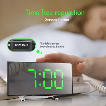 Tabelul Ceas cu Alarmă 7 Inch Curbat Estompat LED Sn Electronic Digital desktop Clock pentru Copii Dormitor Număr Mare Ceas de Masa