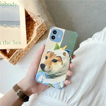 Telefon Caz pentru iPhone 12 11 Pro Max X XR XS 7 8p Shiba Drăguț Cățeluș Câine Pic Anti-Căderea de Telefon Capacul din Spate BFF Iubitor Cuplu