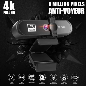 Top Oferte 4K Video-Conferință Autofocus Webcam USB Camera Web cu Micphone și Trepied pentru Întâlnirea de Transmisie Live HD PC, Web Cam