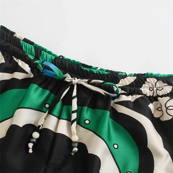 TRAF Femei 2021 Moda Buzunare Laterale Imprimate Bermude Epocă de Mare Talie Elastic Partea de Guri de sex Feminin Pantaloni scurti Streetwear