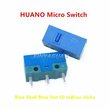 Transport gratuit 4pieces HUANO Mouse-ul Micro Comutator Albastru Coajă punct Albastru 50 de milioane de ori mouse de calculator 3pins buton