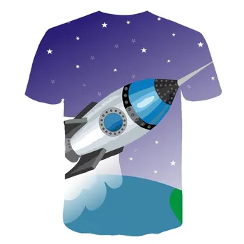 Tricou de Vara Noi Rachete de Imprimare 3D Spațiu, Astronaut Copii Tricou O-gât Teen Moda de Desene animate Minunat de Sus Tricouri 4-14 Ani