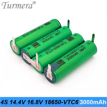 Turmera 3S 12.6 V 4S 16.8 V 5S 21V 6S 25V VTC6 Bateria TUR18650VTC6 Baterie de 3000mah 30A pentru 18V Șurubelniță Acumulator Personaliza