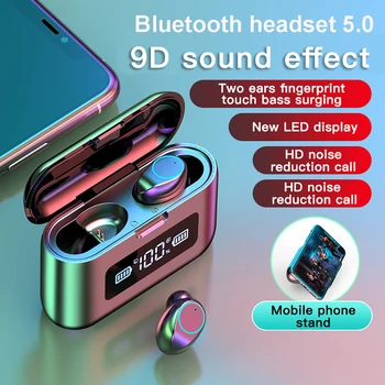 TWS Bluetooth 5.0 Căști mini Încărcare Cutie Căști fără Fir 9D Stereo Sport rezistent la apa Căști Căști Cu Microfon