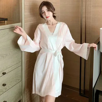 UBILAH cămașă de noapte Sexy Femei de Vară de Moda coreeană Mătase Roșie Halat de baie cu mânecă Scurtă Populare Sexy cămașă de noapte, Pijamale Secțiune Subțire