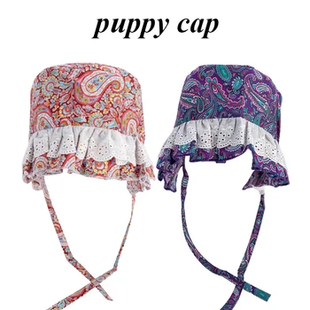 Universal Dantelă Flori Câine Pălărie De Caju Floare De Imprimare Animale De Companie Pălării Cu Coarda De Vară De Protecție Solară Catelus Pălării De Soare Frizură Accesorii
