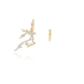 V-509 moda desene animate micro-zircon incrustate elan asimetrice cercei dulce cerb cercei cercel de sex feminin