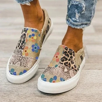 Vara Femei Pantofi Casual Noi Mozaic Plat Confortabil De Sex Feminin Pantofi De Panza Moda Aluneca Pe Leopard De Imprimare Doamna Mocasini
