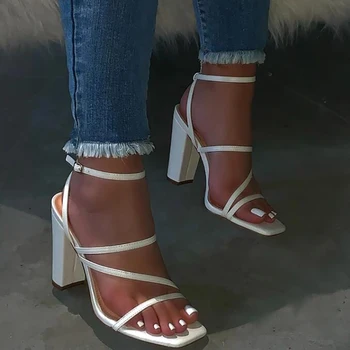 Vara Femei Sandale Sexy Tocuri Subtiri De Mare Pantofi Formă De V, Design Fashion Square Toe Doamnelor Curea Glezna Curea Sandale Pantofi De Femeie