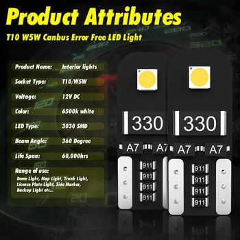 W5W T10 LED-uri Canbus Interior Bec 194 led pentru Peugeot 206 406 508 307 406 3008 Accesorii Auto Interior plafoniera Lumini de Lectură