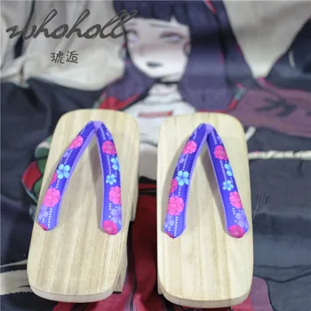 WHOHOLL Femei Saboți pantofi Japonez din lemn Papuci de casă Geta Kimono Papuci pentru femei Anime Cosplay Pantofi Summmer flip flops de sex Feminin