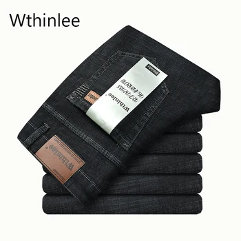 Whtinlee Mens Blugi Denim Stretch Jean Male Brand Pantaloni de Bumbac pentru Bărbați Plus Dimensiune Elasticitatea Business Casual pantaloni sex masculin