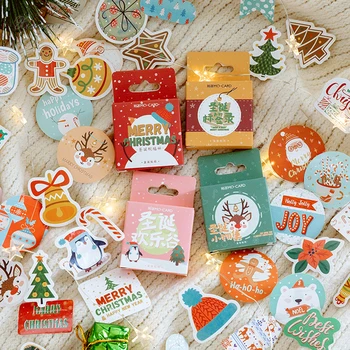 XINAHER 45 buc/ cutie Crăciun Fericit mini hârtie pachet autocolant DIY jurnal de decorare autocolant album scrapbooking