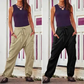 ZANZEA Femei de Moda a lui Picioare Pantaloni Codrin 2021 Casual de Vara Talie Elastic Streetwear Jos de sex Feminin Solid Pantaloni