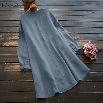 ZANZEA Primăvară Asimetric Tricou Femei Broderii Vintage Floral Bluza Casual cu Maneci Lungi Topuri Lungi de Bumbac Blusas Combinezon S-
