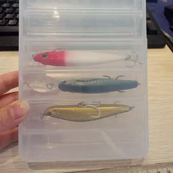 Zbura De Pescuit Cutie Dublă Față-Verso Impermeabil 14 Compartimente Spinner Plastic De Pește Momeli Cazuri Lemn Creveți Depozitare Unelte