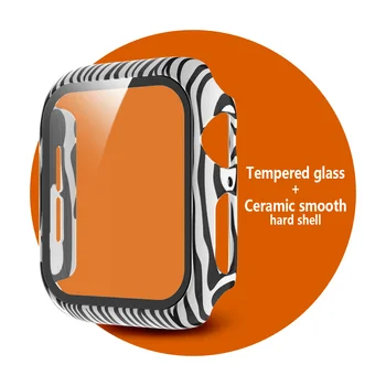 Zebra Coajă și Curea pentru Apple Watch Serie SE 6 5 4 40 44mm Acoperire Completă Temperat Cazuri de Protecție pentru IWatch 3 2 1 38mm 42 Trupa