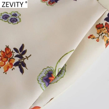 Zevity 2021 Femei Vintage Floral Print Casual Mozaic Direct Curtea Pantaloni Sex Feminin Chic Talie Elastic Buzunare Pantaloni P1150
