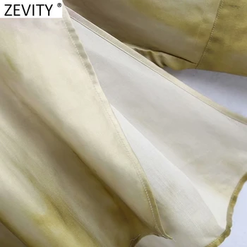 Zevity Femei Vintage Multi Cravată de Culoare Vopsit Print Casual Pierde Rânduri de Tricouri de sex Feminin Bluza Kimono Roupas Chic Halat Topuri LS9042