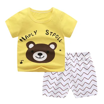 ZWY948 Fetita Haine Fete Haine de Vară Set cu Mânecă Scurtă T-Shirt, pantaloni Scurți Drăguț Topuri de Bumbac Copii Trening Moale Tinuta