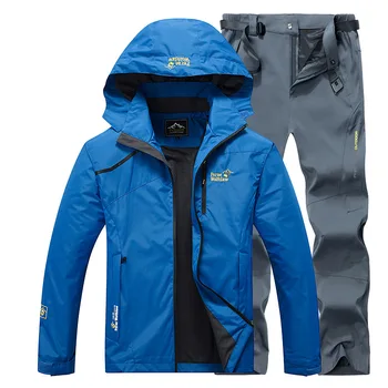 În aer liber, jacheta barbati primavara toamna subțire costum de sport waterproof, windproof de mari dimensiuni Alpinism Canadiană drumeții pantaloni & strat