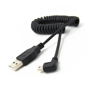 1 buc USB 2.0 de sex Masculin la Mini USB 5 Pini Dreapta în Unghi de 90 de Grade Spirală Spiralat Adaptor cablu Cablu 5ft pentru Playere MP3, Camere Digitale