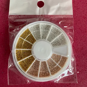 1 Roata de Unghii Mici Oțel Caviar Margele 1mm 3D Minge de Perle de Proiectare a Crescut de Aur de Argint Bijuterii din Metal Manichiura DIY Decoratiuni VI-GT
