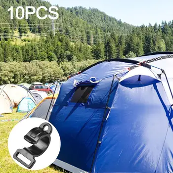 10-bucata Set Negru de Cort Cârlige în formă de C în aer liber Camping Cort Interne Clip de Plastic Polul Accesorii Rulota Cort Tent H U4E6