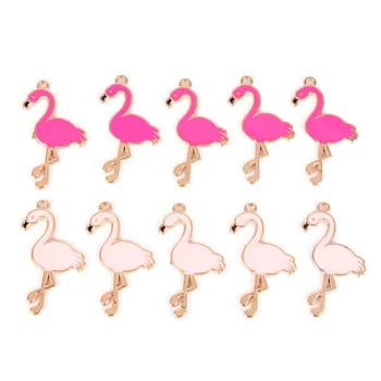 10buc Aliaj Email Picătură de Ulei Rosu Roz Pandantiv Lebada DIY Colier Constatările Flamingo Farmecele Pentru Animale Accesoriile 3.5 cm*2 cm