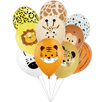 10buc Animale de Pădure Baloane Pentru Safari Junglă Petrecere Decoratiuni pentru Copii Băiat Zebra, Tigru, Leu de 12 țoli Latex Balon cu Aer