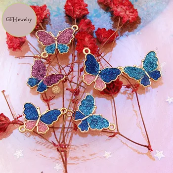 10buc Email Strălucitoare Albastru Fluture Farmecul Pandantiv pentru a Face Bijuterii Colier Bratara Cercei DIY Accesorii Bijuterii
