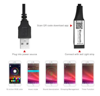 10buc/Lot Mini USB BT LED Dimmer pentru 5V 3528 5050 RGB LED Strip IOS Android APP Control Wireless Bluetooth USB Controler RGB
