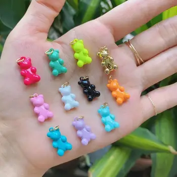 10buc Mari și Mici Multicolore Email Animale Farmecul Minunat Gummy Farmecul Colier Pandantiv