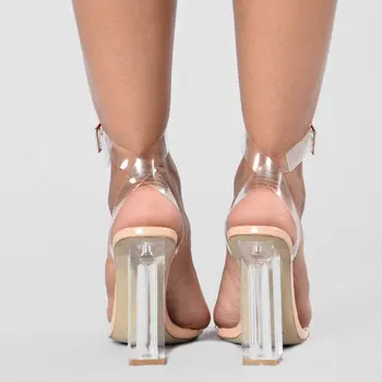 10cm de Moda Clar Tocuri pentru Femei Sandale sandale de Sticlă de Înaltă Tocuri Transparente Sandale 2021 Pantofi de Vara Dimensiuni Mari Negru