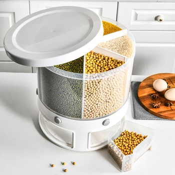 10KG Blat Rotativ 360° Cereale Dispenser din Plastic de Depozitare a Alimentelor Uscate