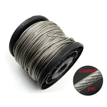 10m 3mm 7x7 Acoperite cu PVC Flexibil cablu din sârmă de oțel Moale Cablu Transparent din Oțel Inoxidabil Rufe