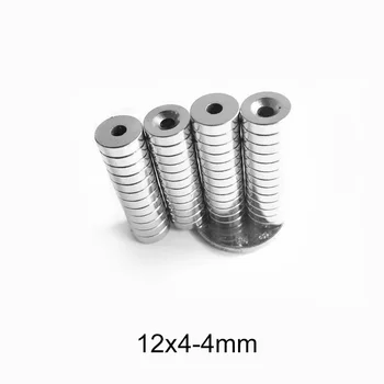 10~150PCS 12x4-4 N35 Magnetic Puternic 12*4 mm, Gaura 4mm Înecat Neodim Magnet Permanent Magneții NdFeB 12x4-4mm 12*4-4 mm