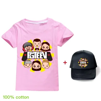12 Culori Unisex FGTEEV Haine Copii Baieti Fete Bumbac T-shirt pentru Copii Îmbrăcăminte de Modă Topuri de Vara Casual, Teuri+palarie de soare