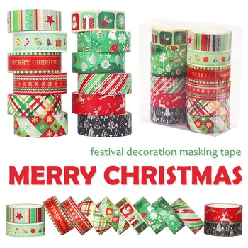 12Pcs/Mult Decorativ Rosu Verde Stele de Aur și de Argint Folie de Crăciun Benzi Washi Set Bandă de Mascare Drăguț Papetărie, Rechizite Școlare
