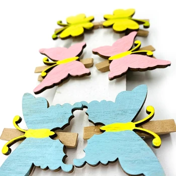 18pcs/set Iepuras de Paste Floare Fluture din Lemn Clip DIY Poze Cadru de cărți Poștale Hârtie Cleme Decor de Perete